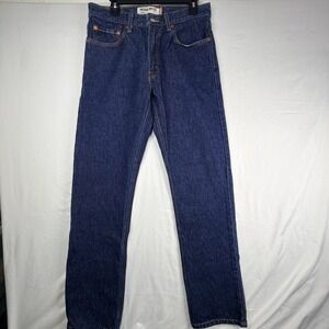 Levis 505 Regular Fit Jeans Mens 32x34 Dark Wash Indigo Straight Leg Denim